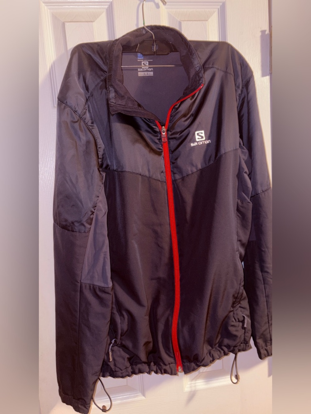 Salomon Black Active lightweight Pullover jacket full zip size large windbreaker